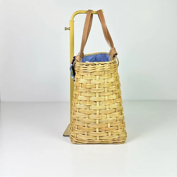 Kate Spade New York Straw Bag with Leather Top Handles NEW - Picture 8 of 10